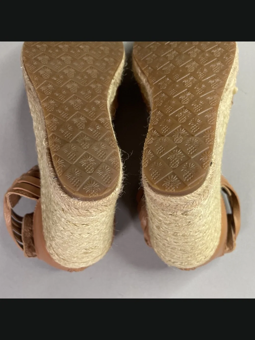 NEW Tommy Bahama Shoes Womens 7 brown leather jute Rakona wedge heels summer